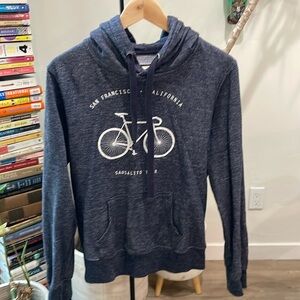 Blue City ware Sausalito CA hoodie with a bike sweatshirt